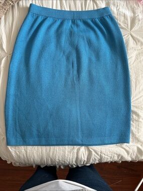 St. John Bright Turquoise Knit Pencil Skirt
